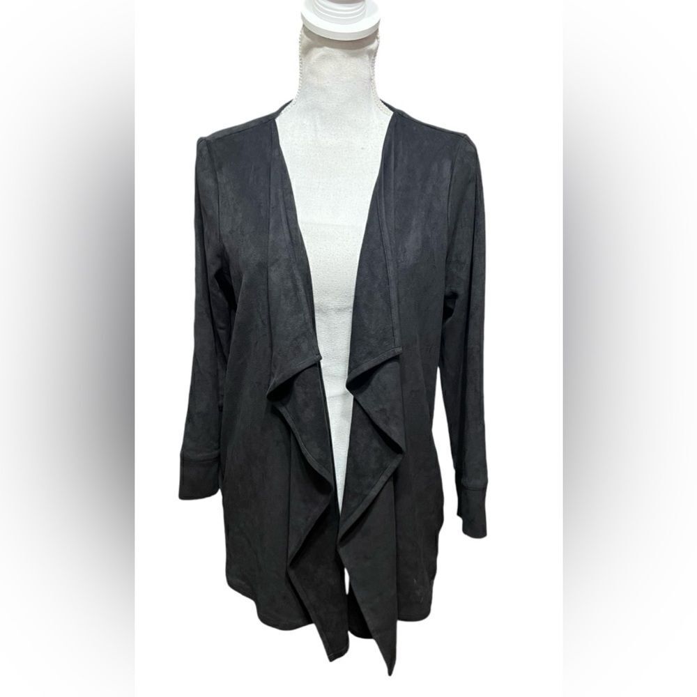 Gretchen Scott Suede Waterfall Cardigan Color black
